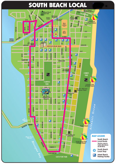 Map Of South Beach Miami South Beach Bus Map - Miami Beach Public Transportation